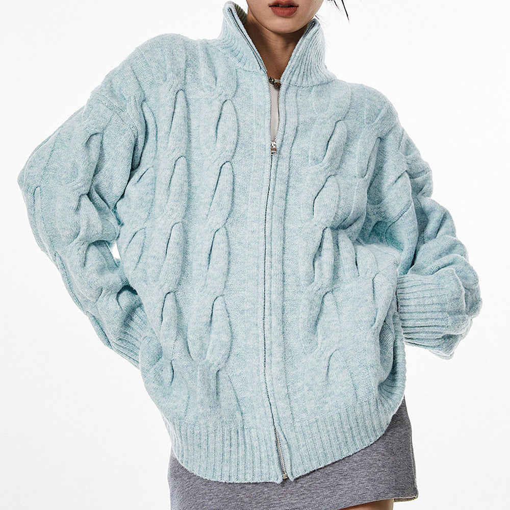 grandpa style cable knit zip jumper boogzel clothing