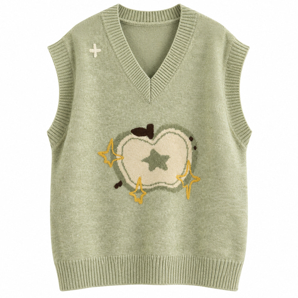 green apple embroidered vest boogzel clothing
