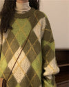 New Student Green Argyle Sweater - Boogzel Clothing