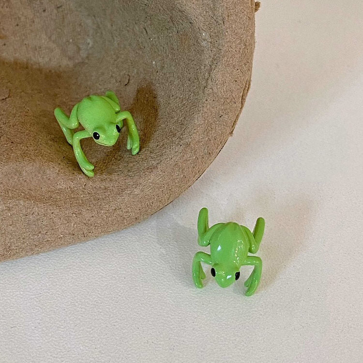 Green Frog Ear Clip Earrings 2pcs Set