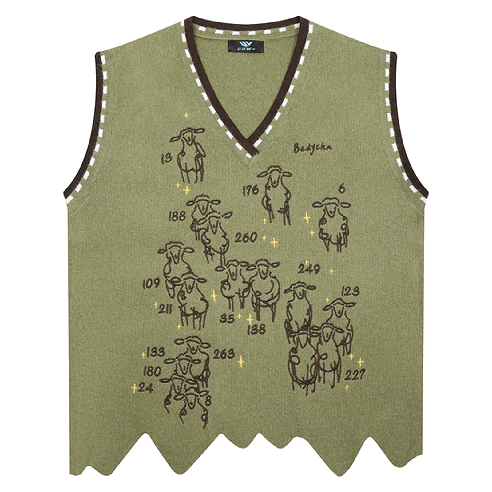 green_sheep_embroidery_sweater_vest_flat_lay_preppy_knit_vest