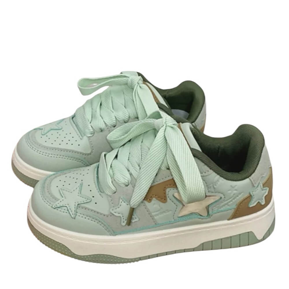 green aesthetic star sneakers boogzel clothing