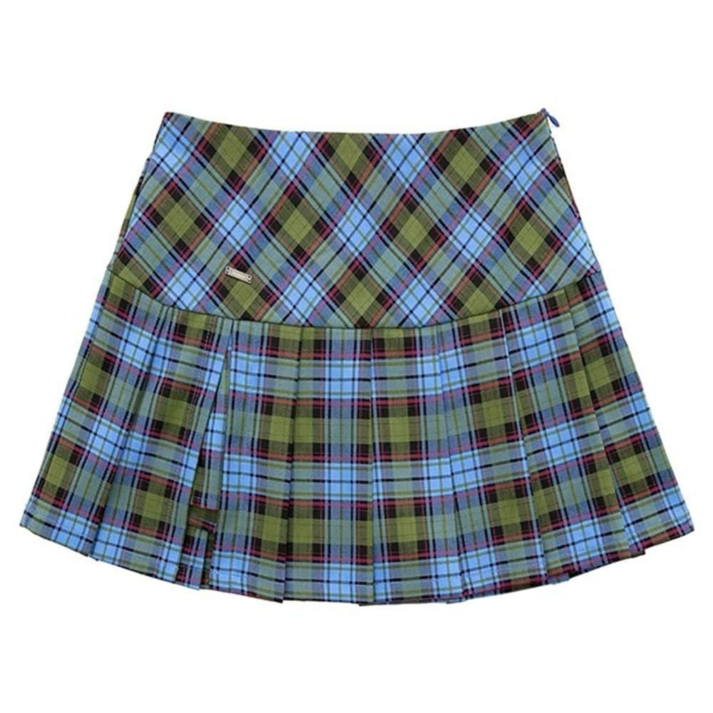 green and blue plaid mini skirt boogzel clothing