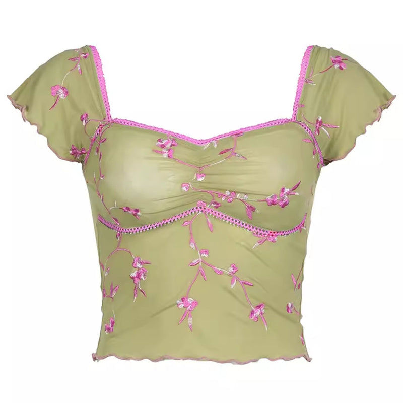 green floral crop top boogzel clothing