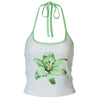 green tropical flower halter top boogzel clothing