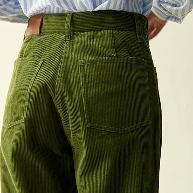 green wide leg cord trousers boogzel clothing