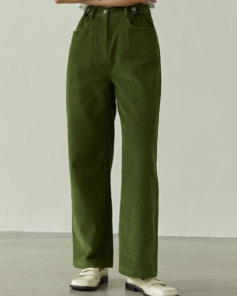 green wide leg cord trousers boogzel clothing