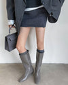 grey pointed toe wide calf boots boogzel clothing