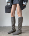 grey pointed toe wide calf boots boogzel clothing