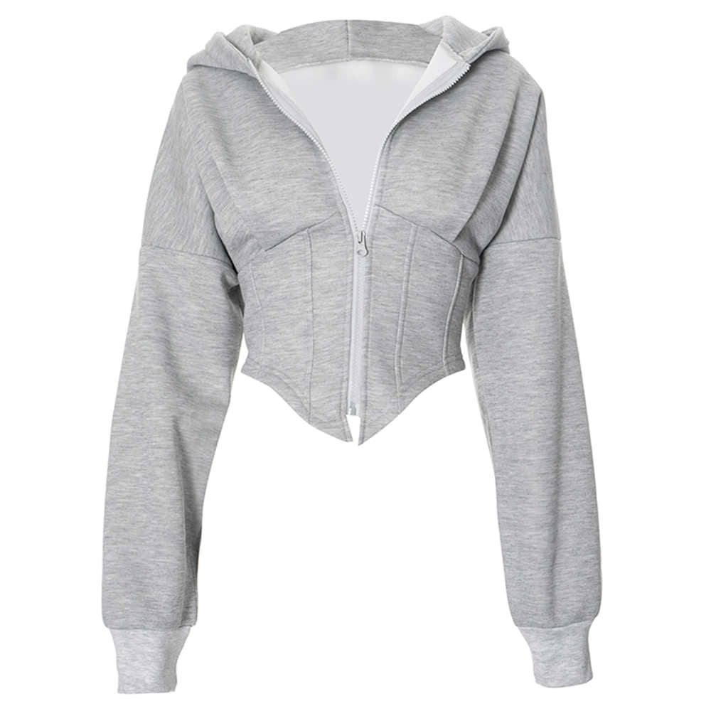 grey corset detail zip up hoodie boogzel clothing