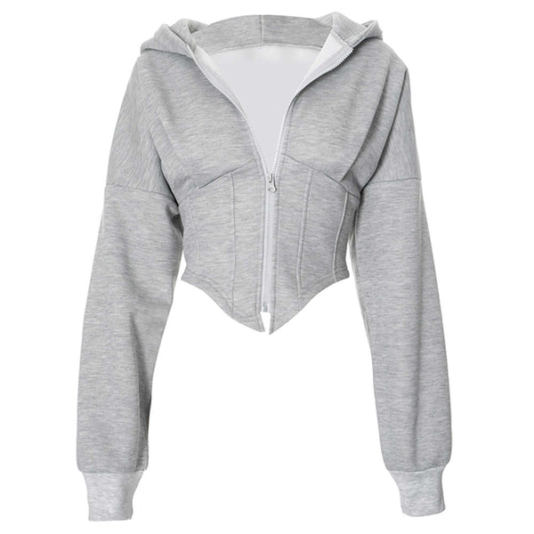 Basic Corset Zip Up Hoodie