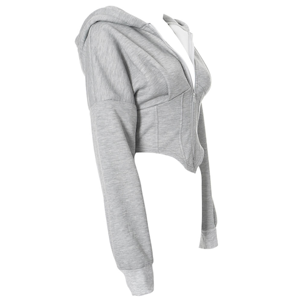 grey corset detail zip up hoodie boogzel clothing