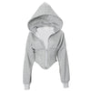 grey corset detail zip up hoodie boogzel clothing