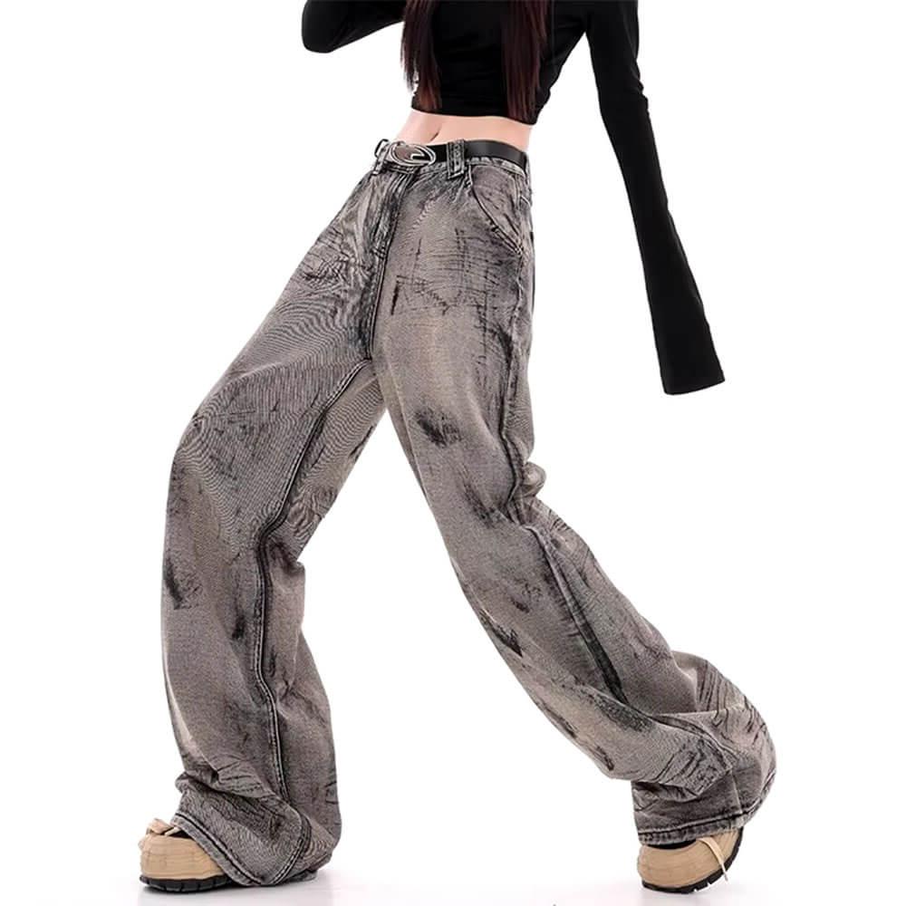 grunge aesthetic wide leg jeans boogzel clothing