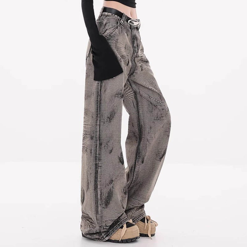 grunge aesthetic wide leg jeans boogzel clothing