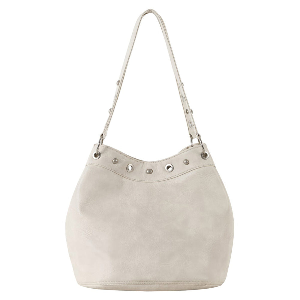 grommet stud beige shoulder bag boogzel clothing