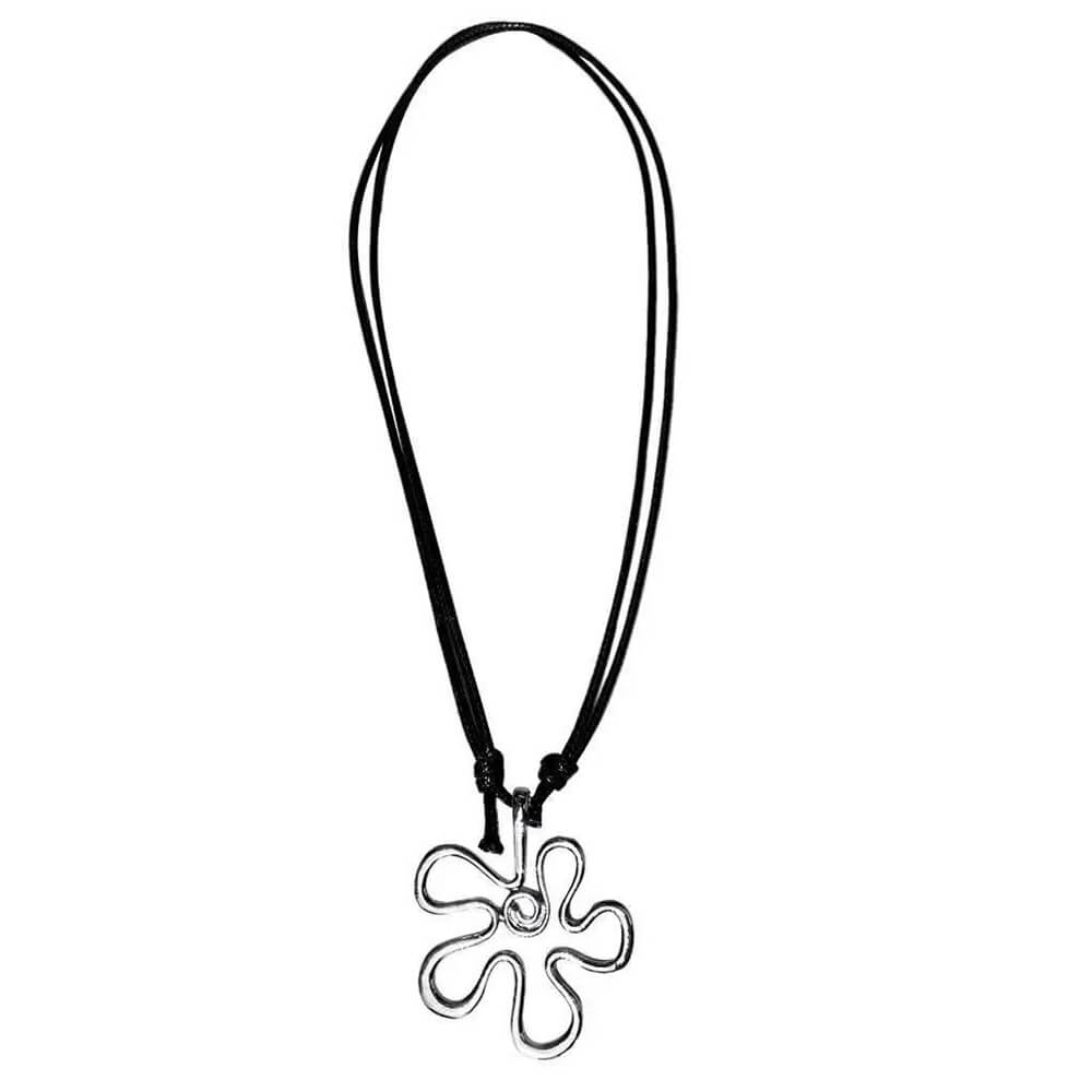 groovy floral outline necklace boogzel clothing