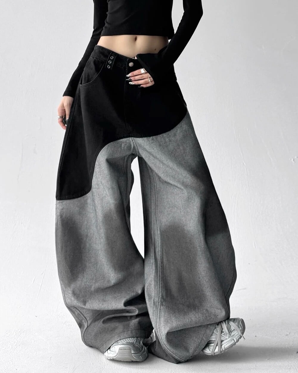grunge aesthetic baggy wide leg jeans boogzel clothing