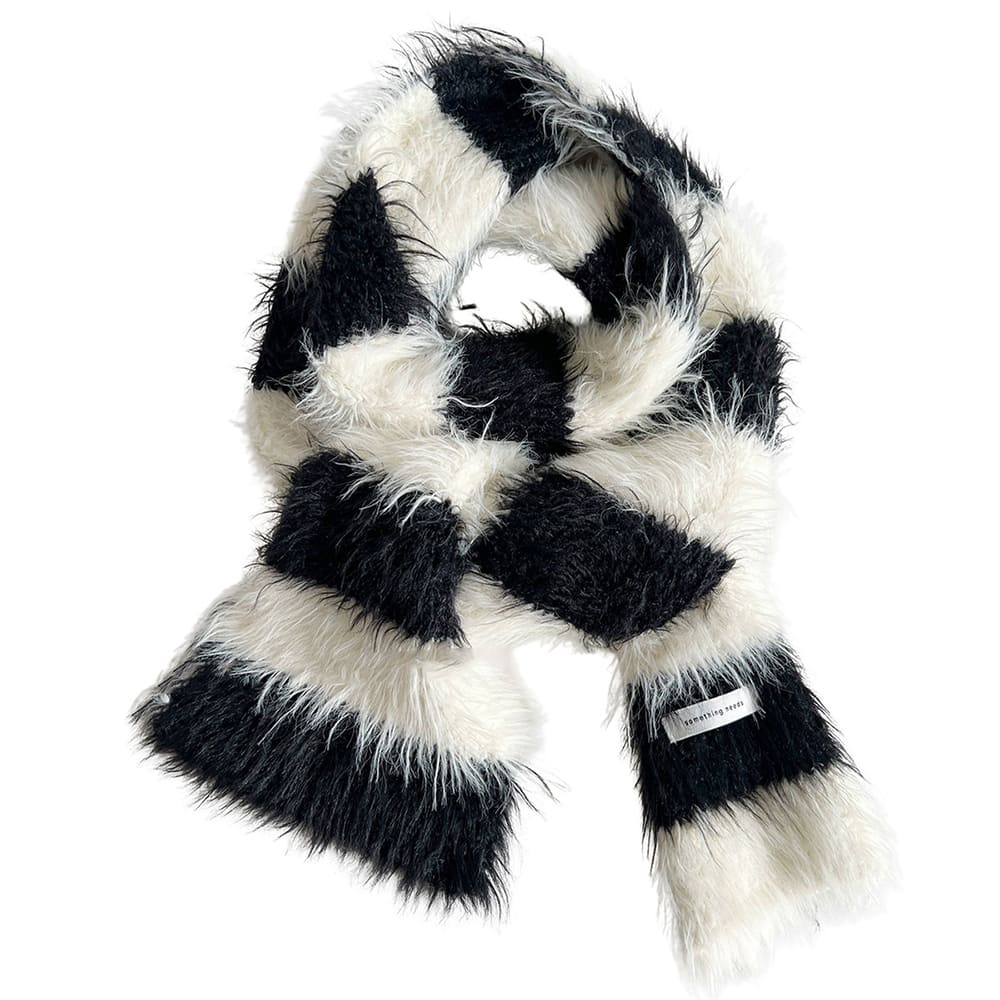 grunge aesthetic fuzzy striped scarf boogzel clothing