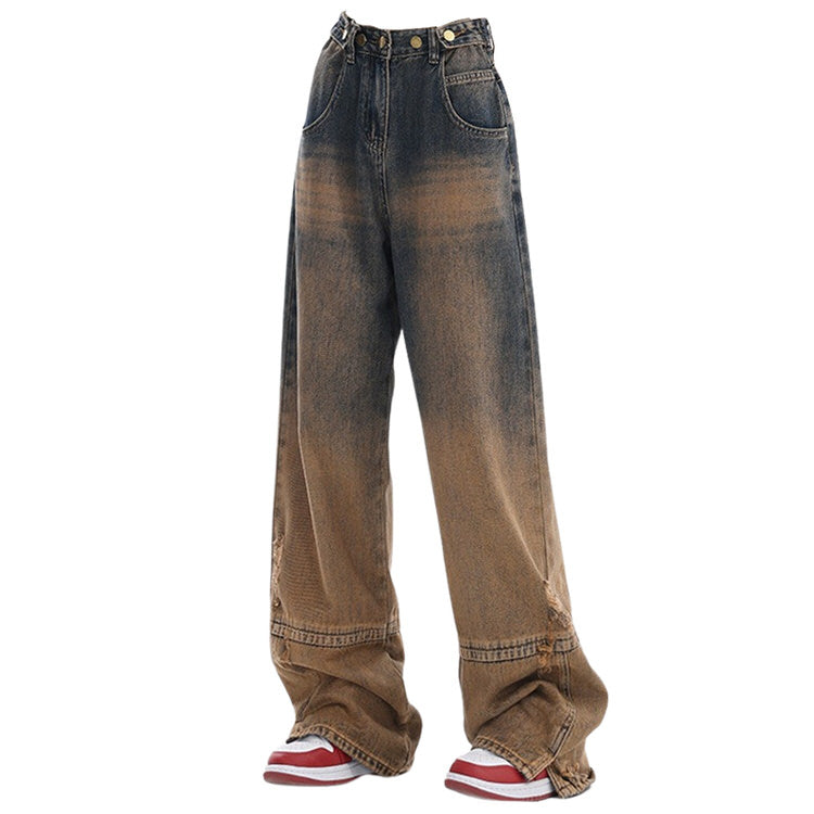washed brown grunge aesthetic jeans - grunge outfits - boogzel clothing