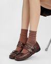 Grunge Ballet Flats - brown Ballet Flats with bows - boogzel clothing