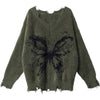 grunge butterfly fuzzy knit sweater boogzel clothing