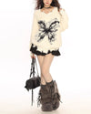 grunge butterfly fuzzy knit sweater boogzel clothing