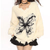grunge butterfly fuzzy knit sweater boogzel clothing