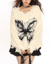 grunge butterfly fuzzy knit sweater boogzel clothing
