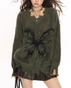 grunge butterfly fuzzy knit sweater boogzel clothing