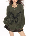 grunge butterfly fuzzy knit sweater boogzel clothing