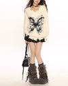 grunge butterfly fuzzy knit sweater boogzel clothing