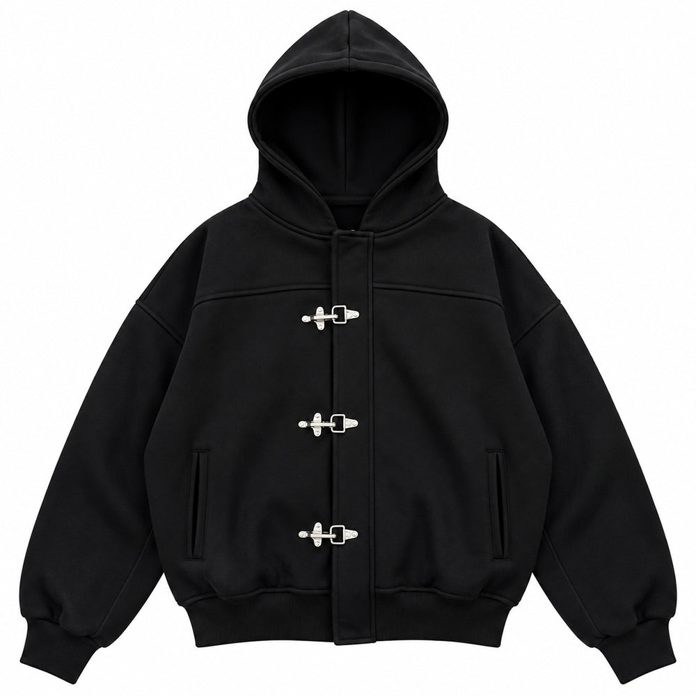 grunge metal clasp zip-up hoodie boogzel clothing