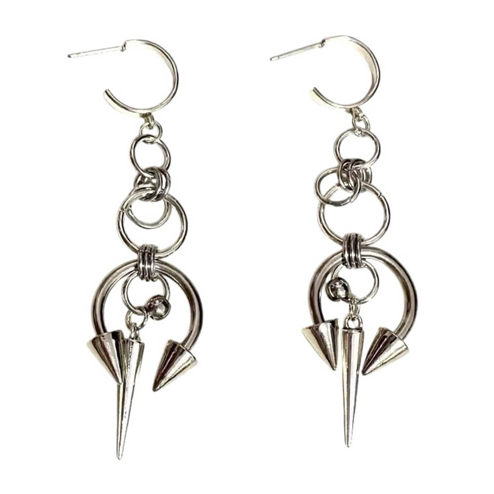 grunge silver spike earrings boogzel clothing