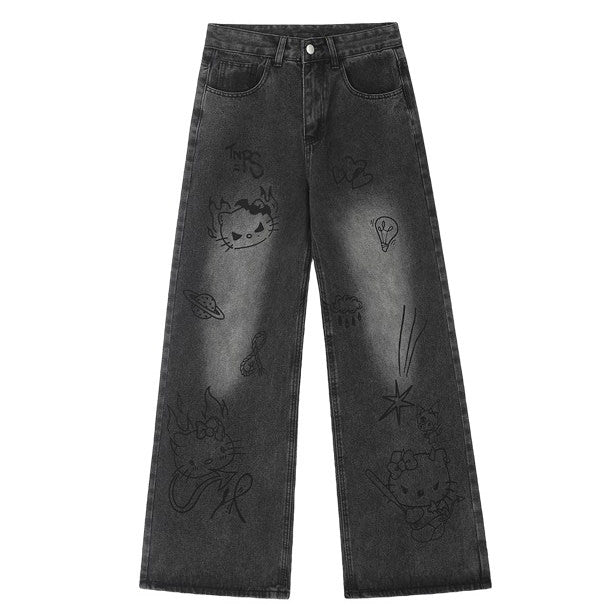 grunge aesthetic cat jeans boogzel clothing - grunge jeans - cat jeans