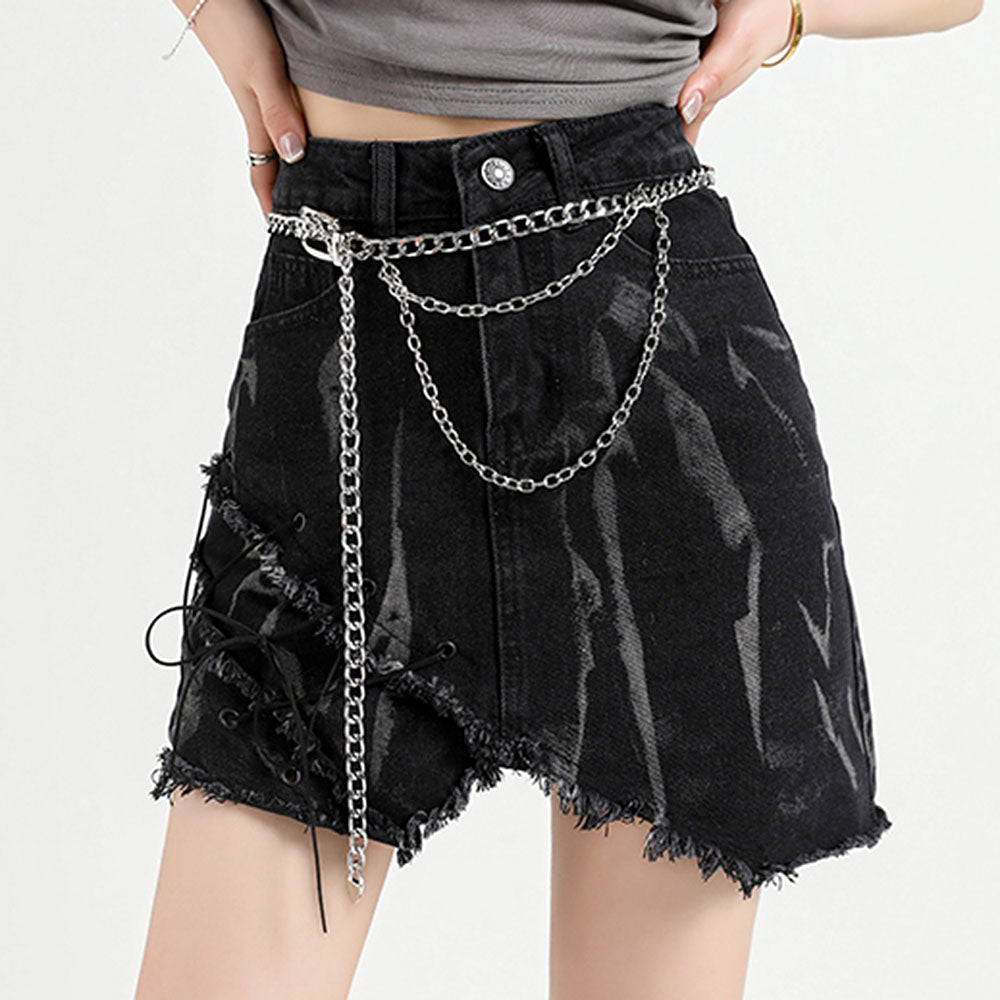 grunge aesthetic black denim skirt boogzel clothing