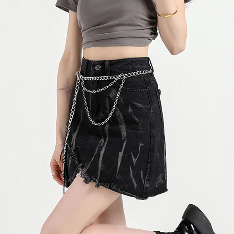 grunge aesthetic black denim skirt boogzel clothing