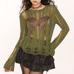 grunge aesthetic butterfly knit top boogzel clothing