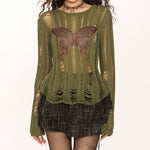 grunge aesthetic butterfly knit top boogzel clothing