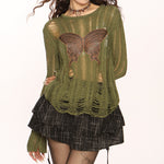 grunge aesthetic butterfly knit top boogzel clothing