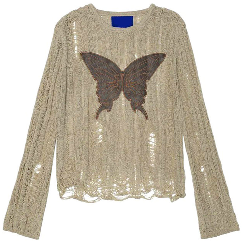 grunge aesthetic butterfly knit top boogzel clothing