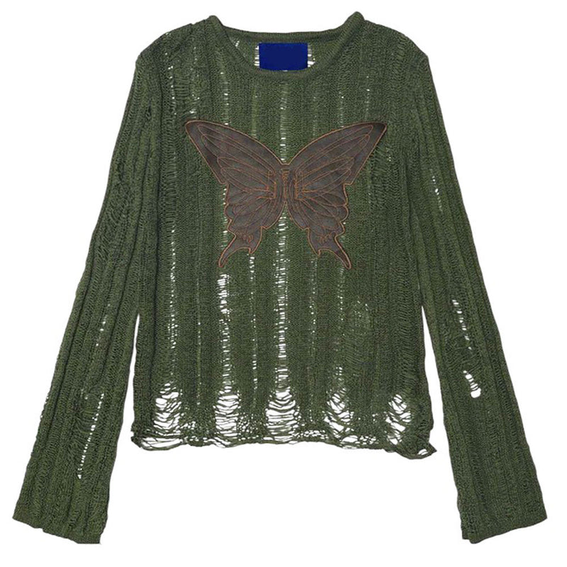 grunge aesthetic butterfly knit top boogzel clothing