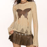 grunge aesthetic butterfly knit top boogzel clothing