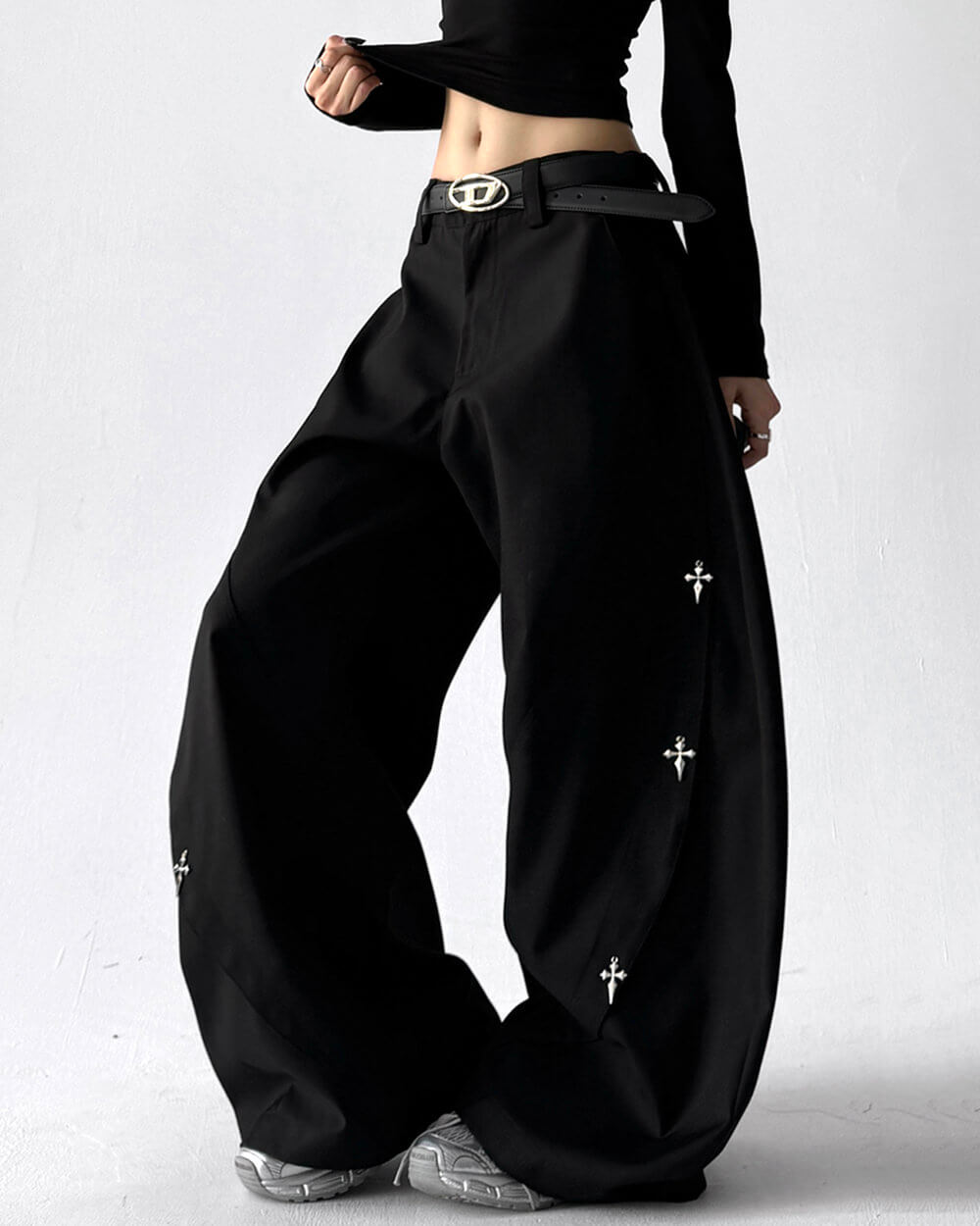 grunge aesthetic cross pendant trousers boogzel clothing