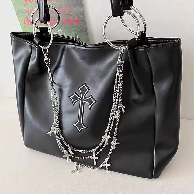 grunge aesthetic cross tote bag boogzel clothing