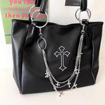 grunge aesthetic cross tote bag boogzel clothing