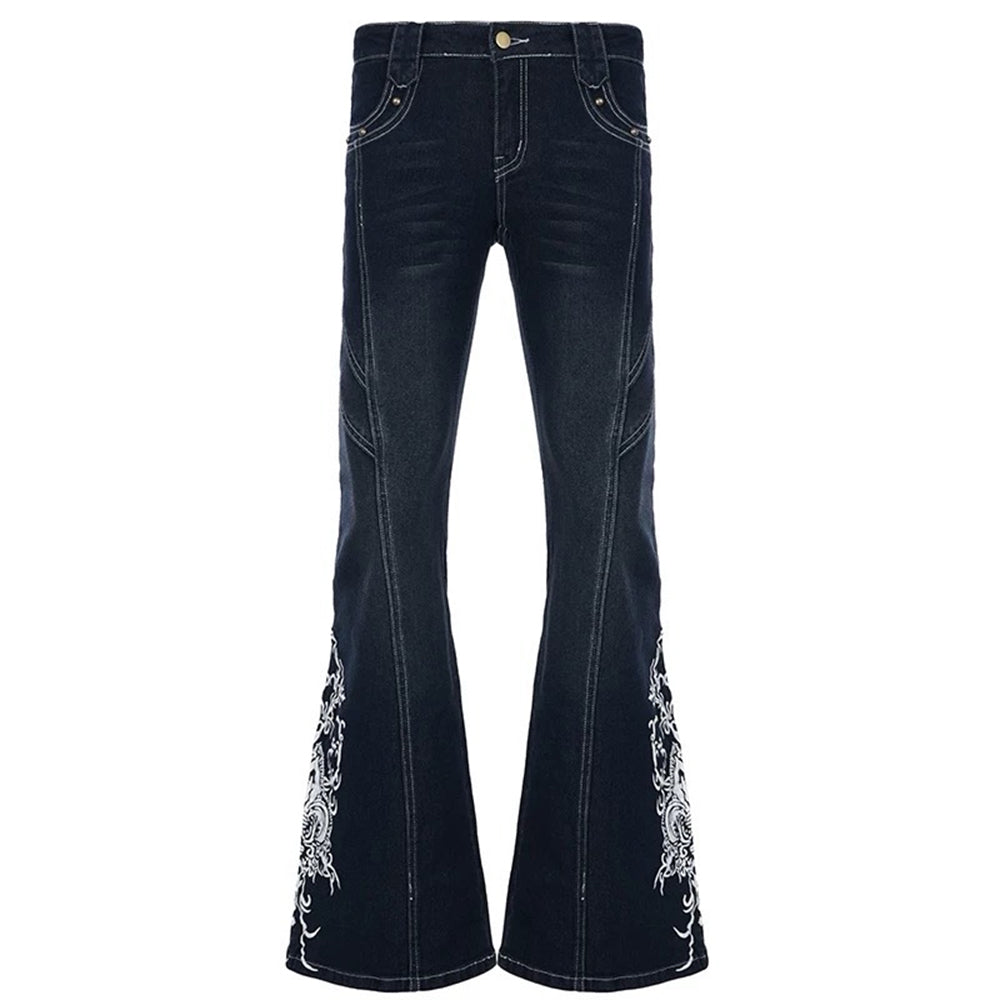 grunge aesthetic flared jeans boogzel clothing
