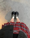 Red Plaid Grunge Pleated Skirt - grunge outfit - grunge clothes