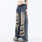 Grunge Aesthetic Ripped Wide Jeans| BOOGZEL CLOTHING – Boogzel Clothing