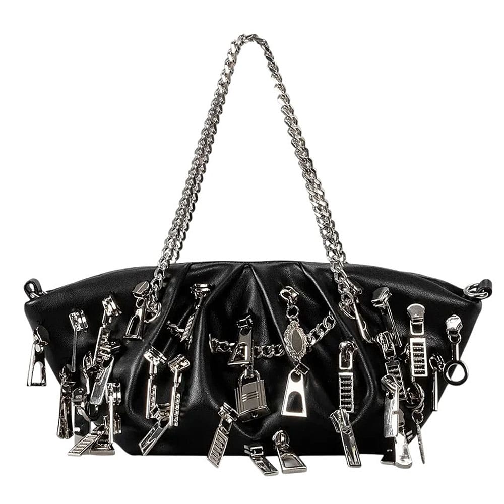 grunge aesthetic ruched chain bag boogzel clothing